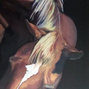 painting of a horse turning it's head toward the viewer by martha dodd