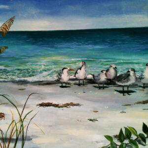 seagulls on the beach coastal wall art