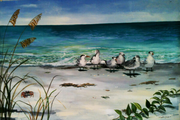 seagulls on the beach coastal wall art