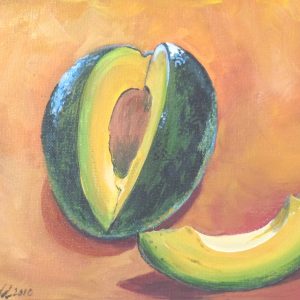 avocado on rust painting by martha dodd Avocado on Rust Still Life Prints