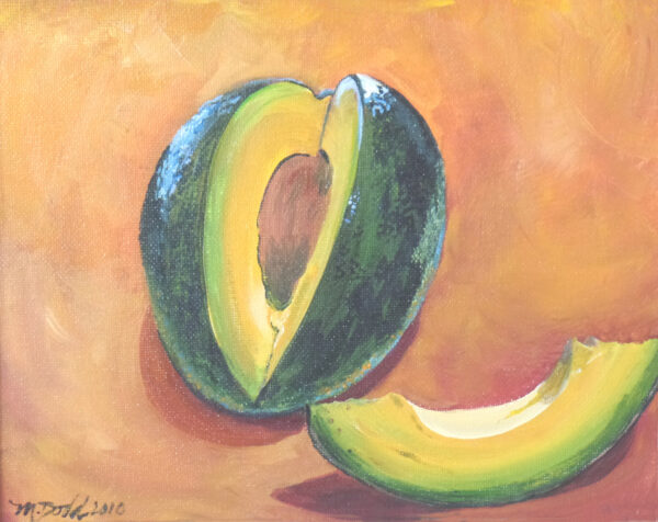 avocado on rust painting by martha dodd Avocado on Rust Still Life Prints