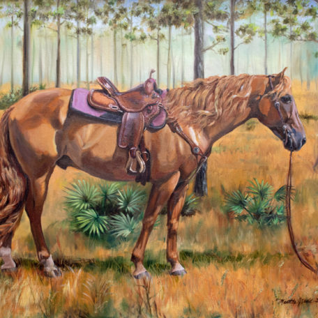 ampainting of a quarter horse Cowboy Up by martha dodd