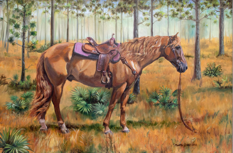 ampainting of a quarter horse Cowboy Up by martha dodd