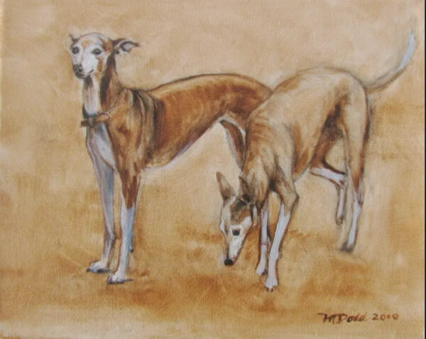 Whippet, Italian Greyhound Art - Dog Oil Painting, dog lover gift