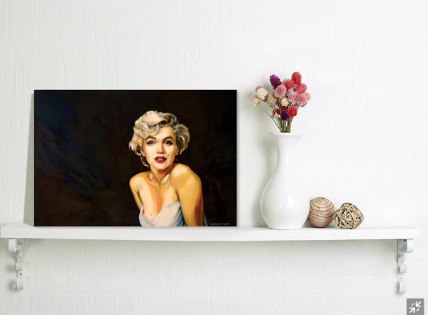 Marilyn Monroe Painting Print, Marilyn Monroe Fan, Black Background, Marilyn white dress - Image 8