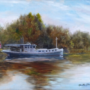 Riverboat scenery wall art prints or Riverboat Oil Painting