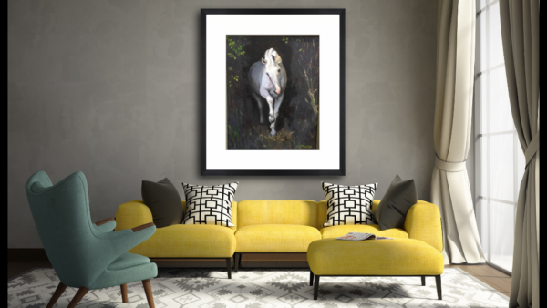 White Stallion Art Print, white horse, equine art, horse lover gift - Image 3