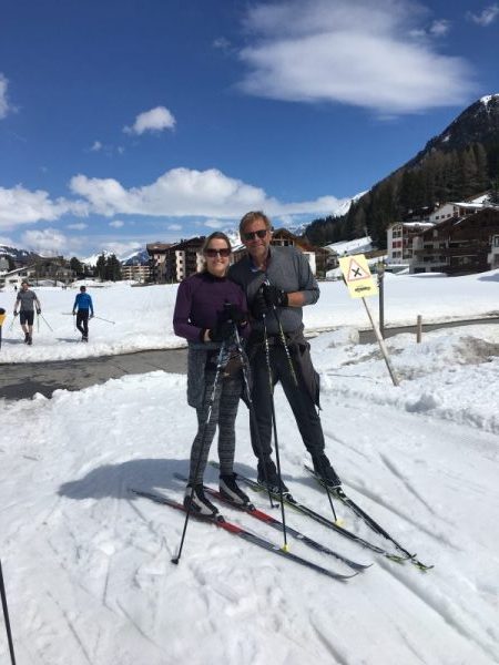 Picture of Martha and Marc in Switzerland cross country skiing