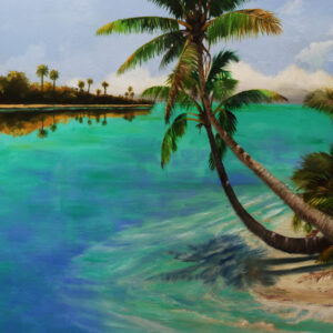 picture of a painting by of islands and palm trees