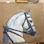 Oil painting of a Lusitano Horse