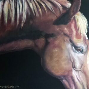 painting of part of a horse's face