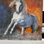 A finished painting of a grey horse by Martha Dodd