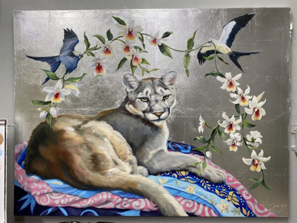 Florida Panther Painting by Martha Dodd, Swallowtail Kites, Orchids, Mountain Lion