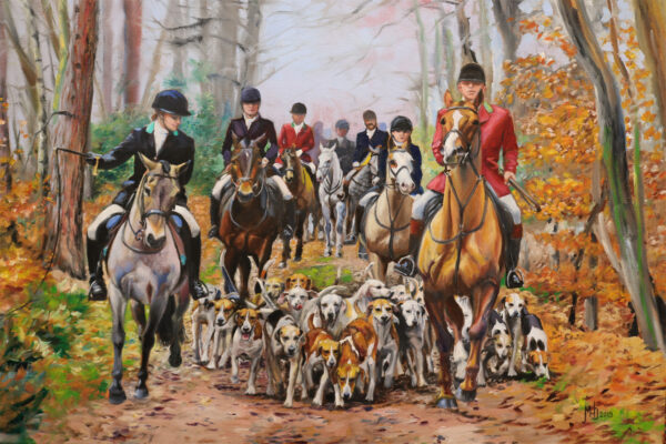 a painting of a group of foxhunters by martha dodd