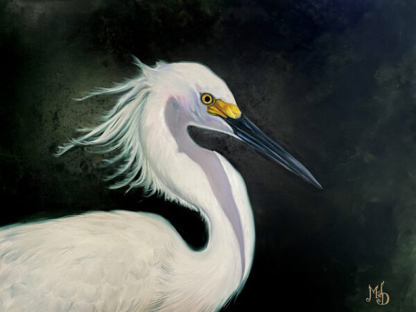 white snowy egret painting