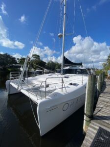 front view of a catamaran