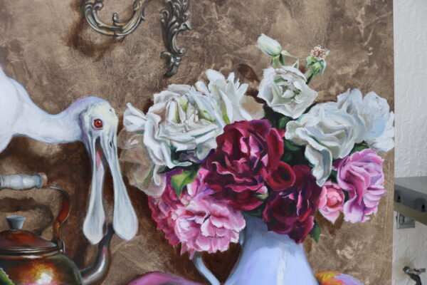 Roseate Spoonbill Bird, Still Life Print, Floral, Fruit, A Rose is a Rose - Image 2