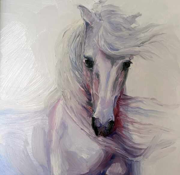 Heart Horse Prints - by Martha Dodd white horse, blue, pink, purple - Image 4