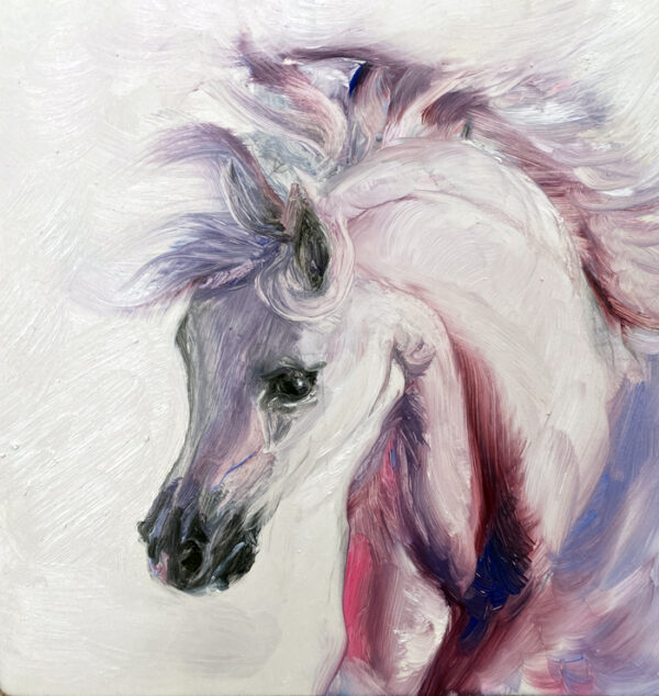 Heart Horse Prints - by Martha Dodd white horse, blue, pink, purple - Image 3