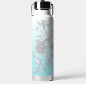 Teal water bottle with Floral Pattern- personalized!