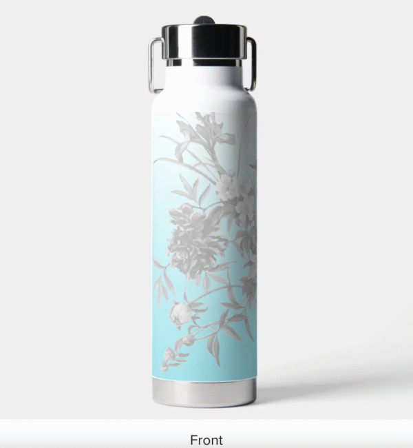 Teal water bottle with Floral Pattern- personalized!