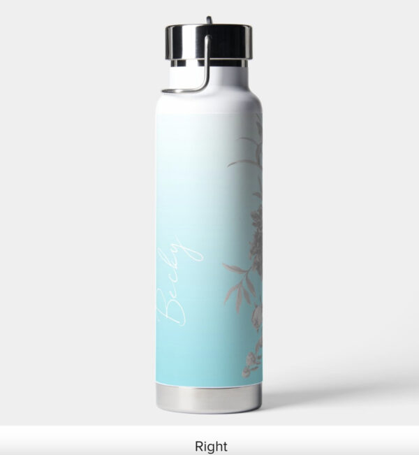 Teal water bottle with Floral Pattern- personalized! - Image 3